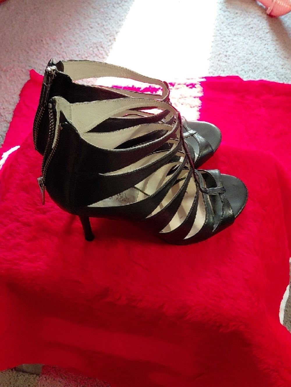 MICHAEL Michael Kors Black Strappy Cage Heel Sandals